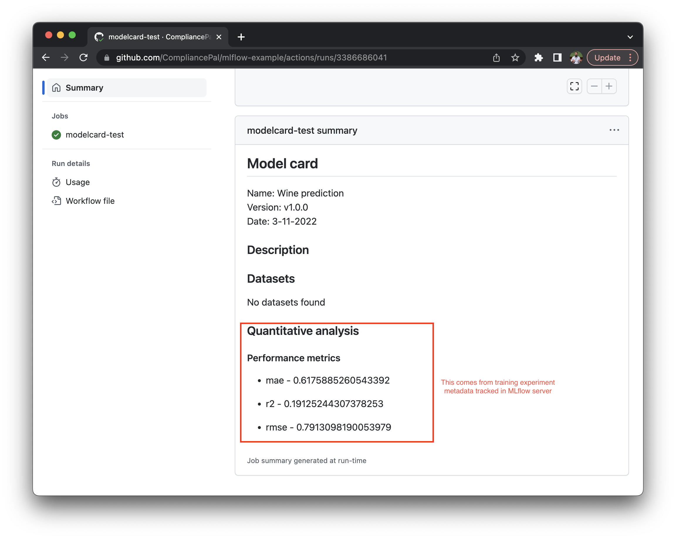 Model card rendering